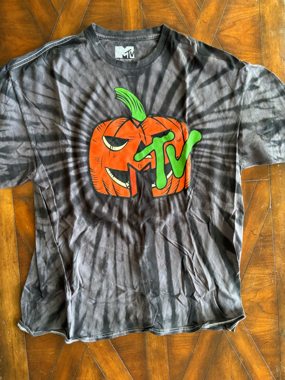 MTV Black Tee with Jack-o-lantern Graphic